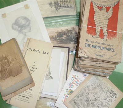 Lot 239 - Mixed Ephemera, including a moveable airship greetings card, embroidered silk postcards,...