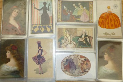 Lot 269 - Art Deco and Asti Glamour - Seventy two postcards, including 49 Art Deco glamour cards, various...