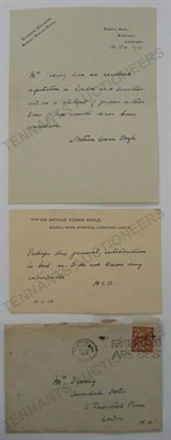 Lot 42 - Conan Doyle (Sir Arthur) 1 page A.L.S., 10 Nov 1926, 'Mr Irving has an excellent reputation in...