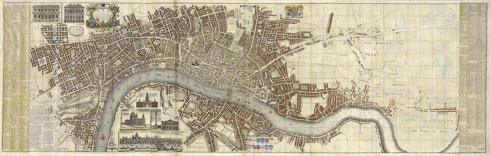 Lot 156 - Bowles (John) London Surveyed, or a New Map of the Cities of London and Westminster and the Borough