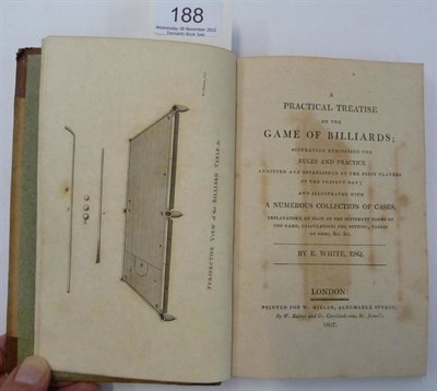 Lot 188 - White (E.) A Practical Treatise on the Game of Billiards ..., 1807, frontis, 16 plates, half...