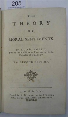 Lot 205 - Smith (Adam) The Theory of Moral Sentiments, 1761, second edition, contemporary calf (rubbed)