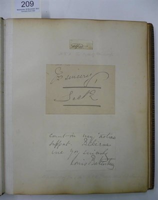 Lot 209 - Autograph Album A collection of cropped signatures with some A.Ls.S. pasted into a morocco 4to....