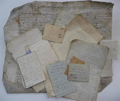 Lot 210 - Manuscript Material A small quantity, including list of stolen goods (1815), poetry, receipts,...