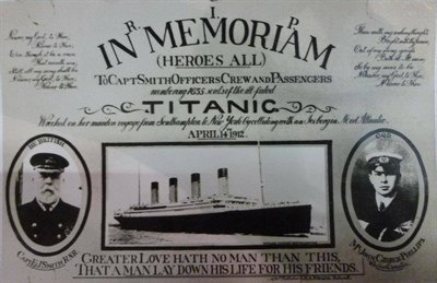 Lot 226 - An Original Titanic In Memoriam (Heroes All) Postcard, unused, featuring portraits of Captain Smith