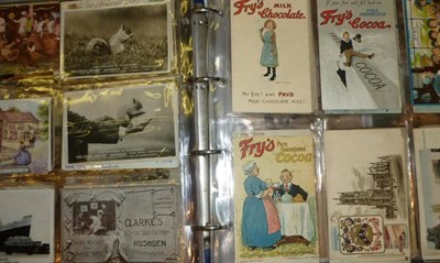 Lot 239 - An Album of Mixed Postcards, approximately three hundred pre-war cards, including social...