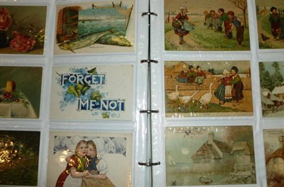 Lot 244 - An Album of Mixed Postcards, approximately four hundred and eighty pre-war cards, including...