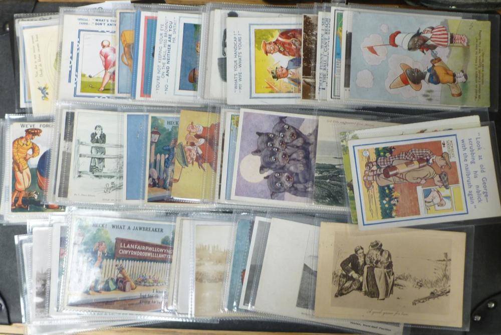 Lot 179 - Sport - Golf - Fifty five postcards, including courses, players, artists signed, comic etc