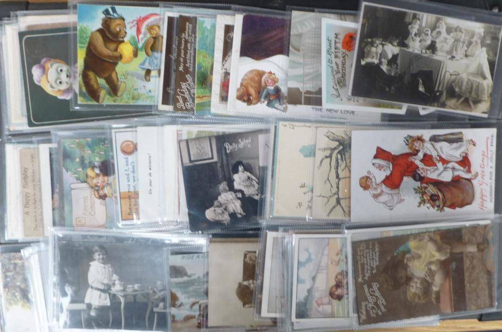 Lot 185 - Dolls, Gollywogs and Teddy Bears - Fifty eight postcards, including Florence Upton Gollywog cards