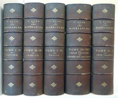 Lot 68 - Hugo (Victor) Les Miserables, 1862, Brussels, Lacroix, Verboeckhoven & Co., ten volumes bound...