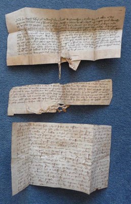 Lot 119 - Indentures  A Royal writ commanding the Sheriff of the County of York to distrain on Sir Simon...