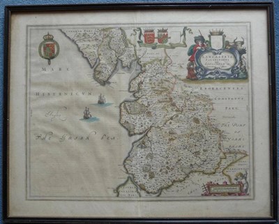 Lot 141 - Anon. [Blaeu] Lancastria Palatinatus Anglis Lancaster et Lancashire, nd. hand-coloured map, 397mm x