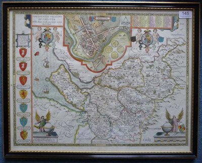 Lot 145 - Speede (John) The Countye Palatine of Chester .., nd [1676], Bassett & Chiswell, hand-coloured map