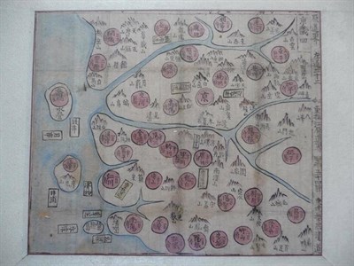 Lot 43 - Korean Maps Three oriental maps, believed to be of Korean origin, understood to be; A map of...