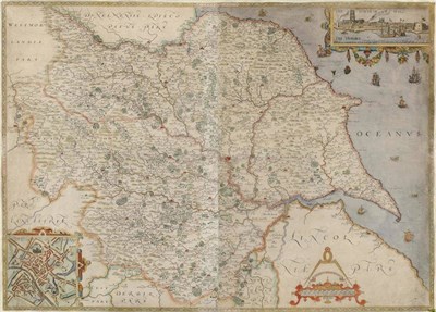 Lot 50 - Saxton (Christopher) [Yorkshire], 1642, [William Webb in his atlas of 1645], hand-coloured map,...