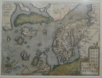 Lot 63 - [Ortelius (Abraham)] Septentrionalium Regionum Descrip., nd. (1570 or later), hand-coloured map...