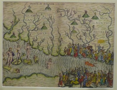 Lot 64 - [Drayton (Michael)] Glamorganshyre and Monmouthshyre, nd. (1612-22), hand-coloured map, 240mm x...