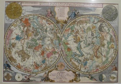 Lot 65 - de la Hire (Mr.) Planisphere Celeste, 1705, updated and published by N. de Fer, engraved by H....
