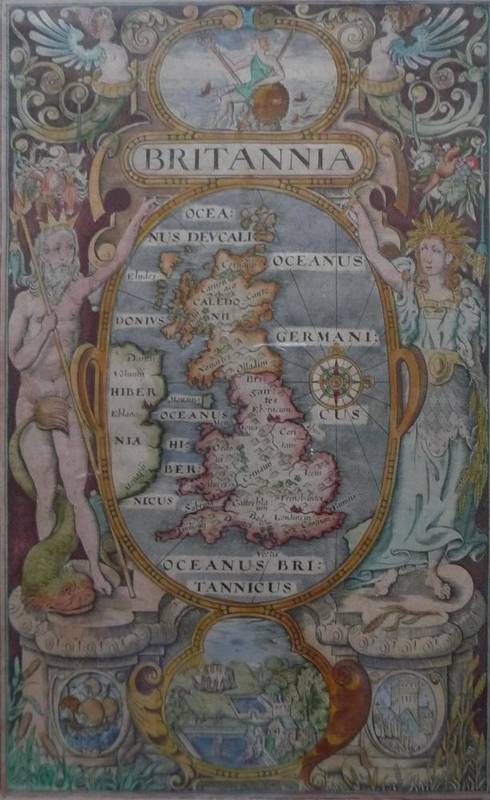 Lot 66 - [Camden (William)] Title page from Britannia ..., nd. [1607 or later], hand-coloured engraving,...