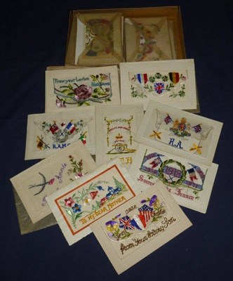 Lot 114 - A Collection of Forty Four Embroidered Silk 1st World War Postcards, mainly sentimental, some...