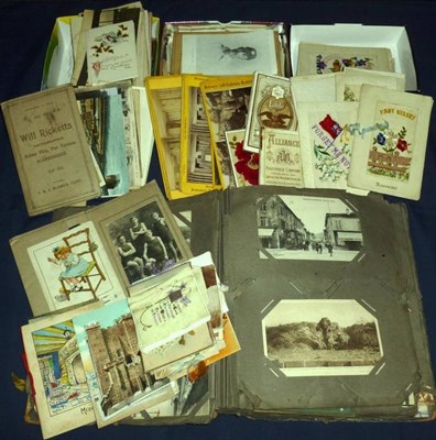 Lot 117 - Mixed Postcards and Ephemera, including twenty WWI embroidered silk postcards, an album of WWI...