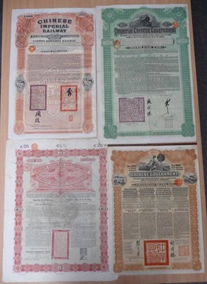 Lot 16 - Scripophily  An attractive group of four Chinese Government and Railway bonds, comprising:...