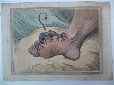 Lot 60 - Gillray (James) The Gout, May 14th 1799, H. Humphrey, hand-coloured etching, impression 257mm x...