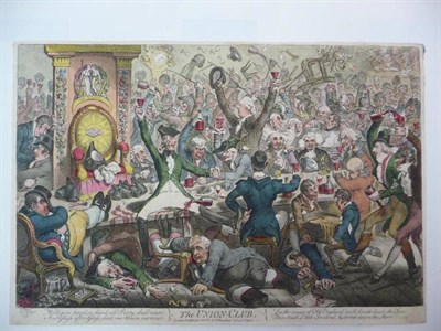 Lot 63 - Gillray (James) The Union Club .., Jan'y 21st 1801, H. Humphrey, hand-coloured etching,...