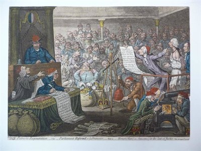 Lot 64 - Gillray (James) Patriotic Regeneration_viz_Parliament Reform'd, a la Francoise ..., nd. [1795...