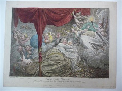 Lot 65 - Gillray (James)  The Lover's Dream. A Thousand Virtues seem to lackey her ...., Jan'y 24th 1795, H.