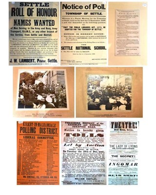 Lot 102 - Broadsides Fifteen 19th and 20th century broadsides, predominantly Settle (Yorks.) related,...