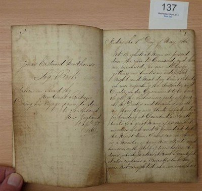 Lot 137 - Woodhouse (Jonas Eastwood) A Manuscript Log Book or Diary, providing an interesting daily...