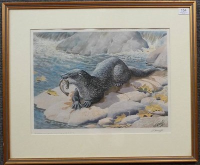 Lot 154 - Tunnicliffe (Charles Frederick) Colour print of an otter with a trout, 1976, Tryon Gallery,...