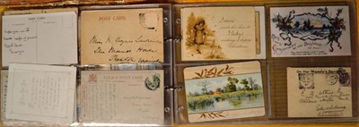 Lot 182 - Mixed Ephemera, including an album of postcards, a bundle of postcards, an album of greetings...