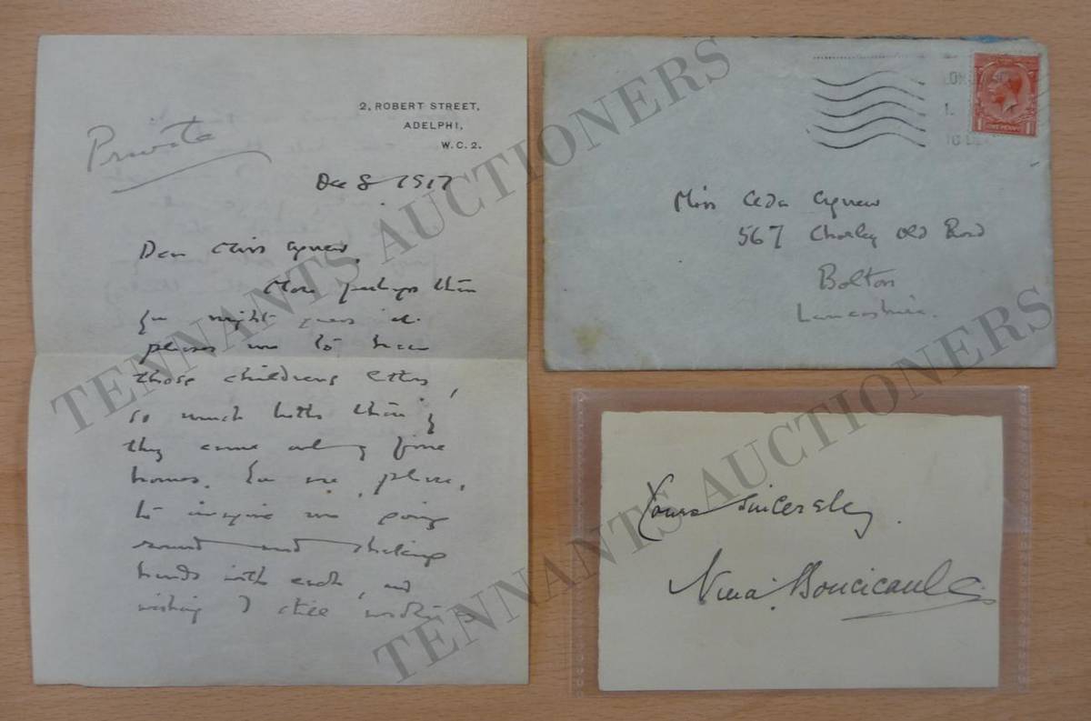 Lot 28 - Barrie (J.M) A two page Autograph Letter Signed, dated Dec 8, 1917, written  to Miss Ada Agnew...