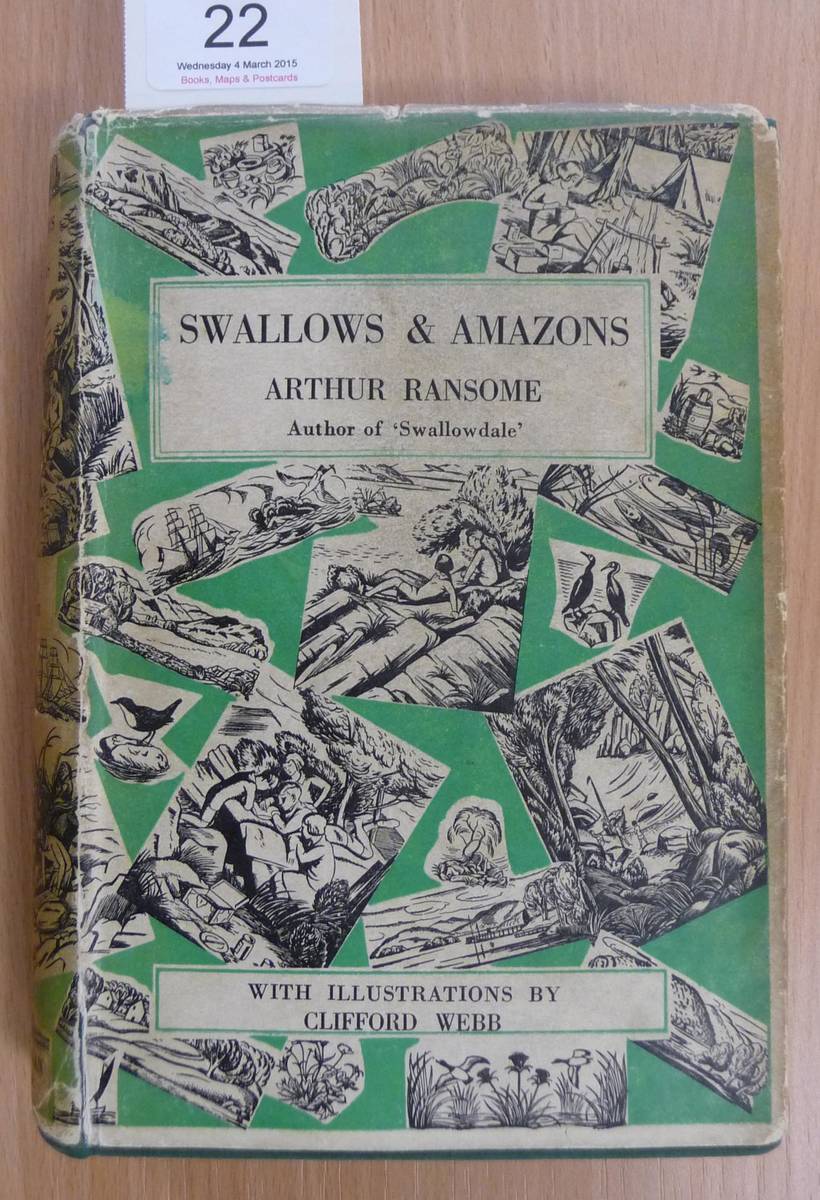 Lot 22 - Ransome (Arthur) Swallows and Amazons, 1934, Cape, seventh Webb illustrated impression, dust...