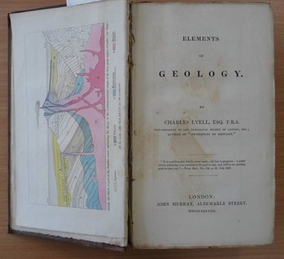 Lot 100 - Lyell (Charles) Elements of Geology .., 1838, John Murray, first edition, coloured frontis,...