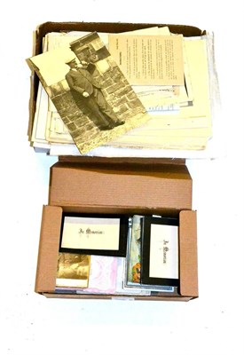 Lot 161 - Mixed Ephemera, including a box of theatre programmes, a box of In Memoriam cards and some military