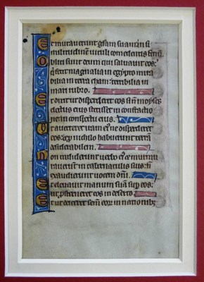Lot 11 - Illumination Eleven leaves, manuscript on each side of parchment, with various levels of...