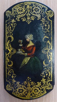Lot 13 - Erotica A cigar case containing  twelve indecent colour illustrations in concertina form,...