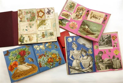 Lot 172 - Four Small Scrap Albums, containing a selection of diecut scraps, magazine cuttings, greetings...