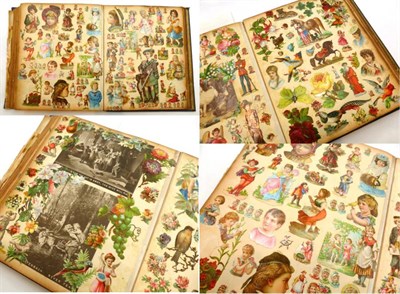 Lot 178 - An Album of Victorian Diecut Scraps, subjects include dignitaries, flowers, animals and birds,...