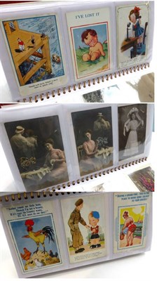 Lot 195 - An Album of Mixed Postcards, mainly pre war, including topography, comic, greetings, glamour etc