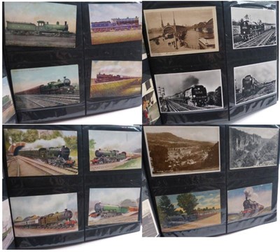 Lot 197 - An Album of Railway Related Postcards, containing two hundred pre war cards