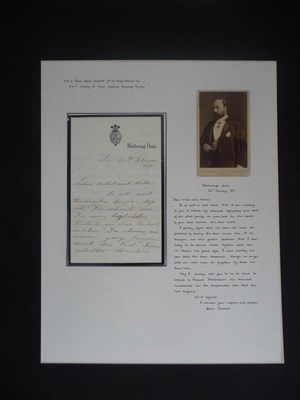 Lot 111 - King Edward VII A.L.S. from the then Prince Edward to his uncle and cousin, Count Alphons...