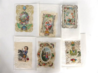 Lot 127 - Twenty 19th Century Greetings Cards, includes paper lace and moveable, valentines, birthday etc