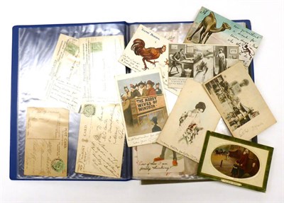 Lot 163 - A Folder of Postcards and Greetings Cards, including Art Nouveau glamour, comic, silks, etc