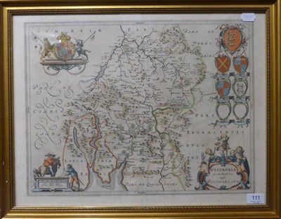 Lot 111 - [Blaue (J.)]  Westmoria Comitatus, Anglice Westmorland, 17th century, hand-coloured engr. map,...