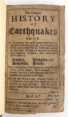 Lot 130 - [Burton (R.)] i.e Nathaniel Crouch The General History of Earthquakes ..., by R. B., [1694],...