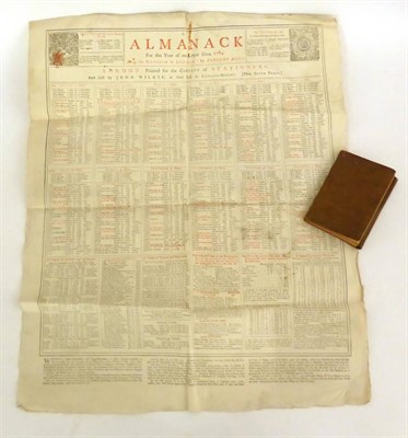 Lot 164 - Wing (Vincent)  An Almanack For "¦ 1784, large folio broadside printed in red and black...